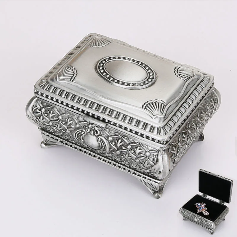 

European Style Creative Jewelry Storage Box Metal Ring Necklace Earrings Trinket Storage Box for Women Wedding Gift