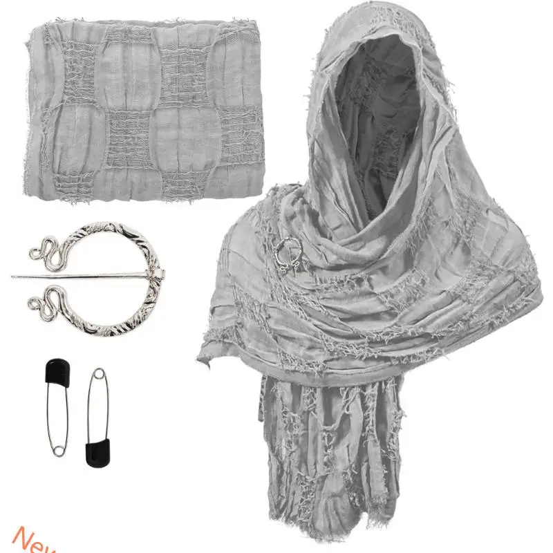 Distressed Desert Cloak Shawl Renaissant Adult Costume Props Scarf For Halloween