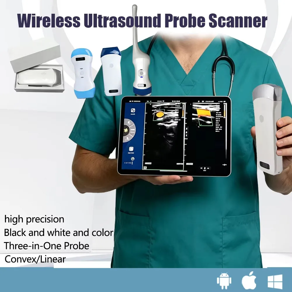 Pet/Animal Multi-platform Supported Ultrasound Scanner Probe Wireless WIFI High Frequency Color Doppler Probe Pocket