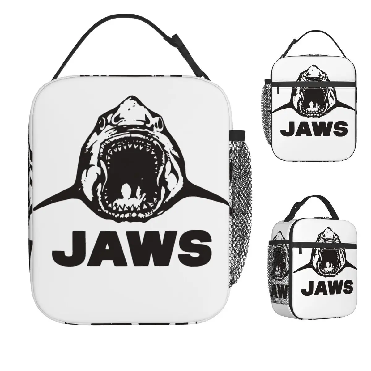 

JAWS Shark Movie Lunch Bag For Men Lunch Box Kawaii Outdoor Picnic Cooler Bag Portable Zipper Oxford Thermal Tote Handbags