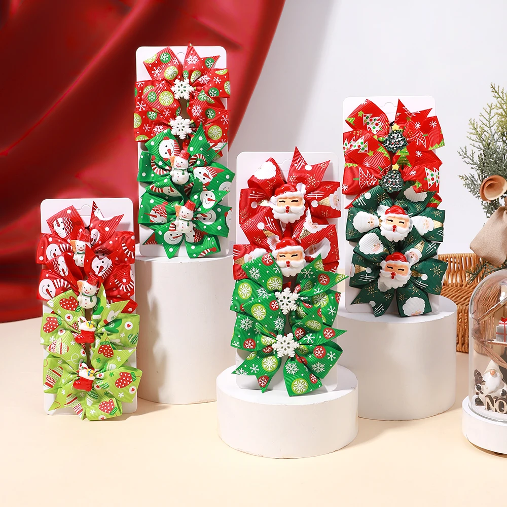 4 Teile/los Schöne Weihnachten Haar Bögen Haar Clip für Baby Mädchen Neue Jahr Party Geschenk Haarnadel Headwear Kinder Haar Zubehör