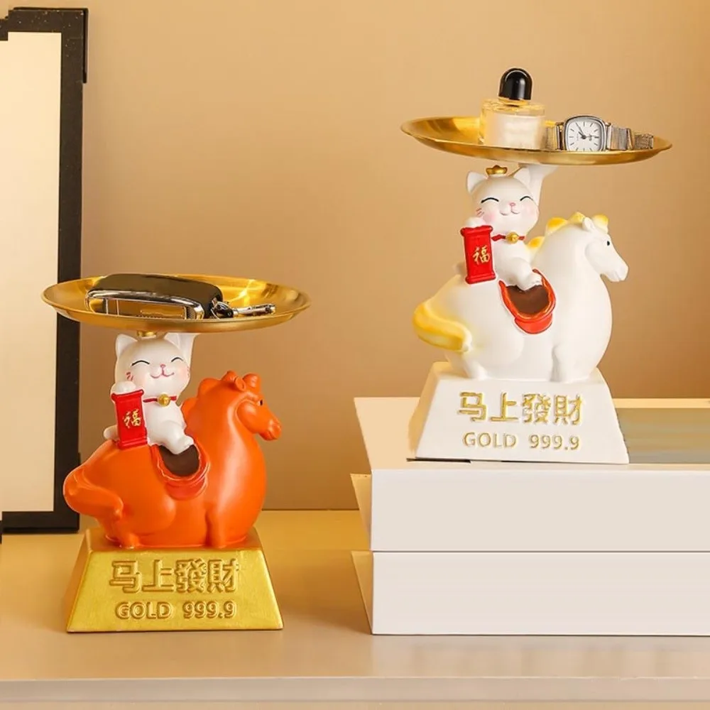 Met lade paard jaar mascotte ornamenten gelukskat opslag dierenriem paard beeldjes cartoon schattig paard figuren ornament nieuwjaarscadeau