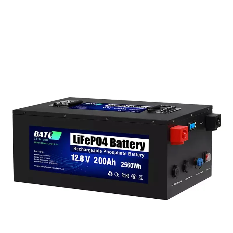 Warehouse in Stock 12.8V 200Ah LiFePO4 Lithium Battery with USB Metal Case Battery