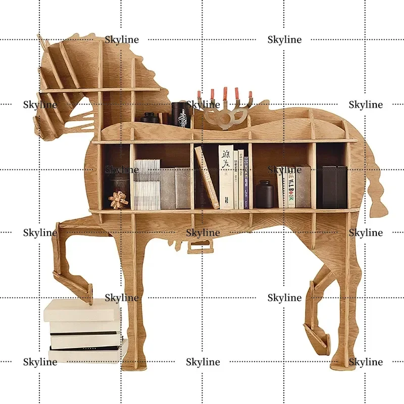 Creative Light Luxury Solid Wood Bookshelf, Sofa Side Cabinet & Living Room Partition Display