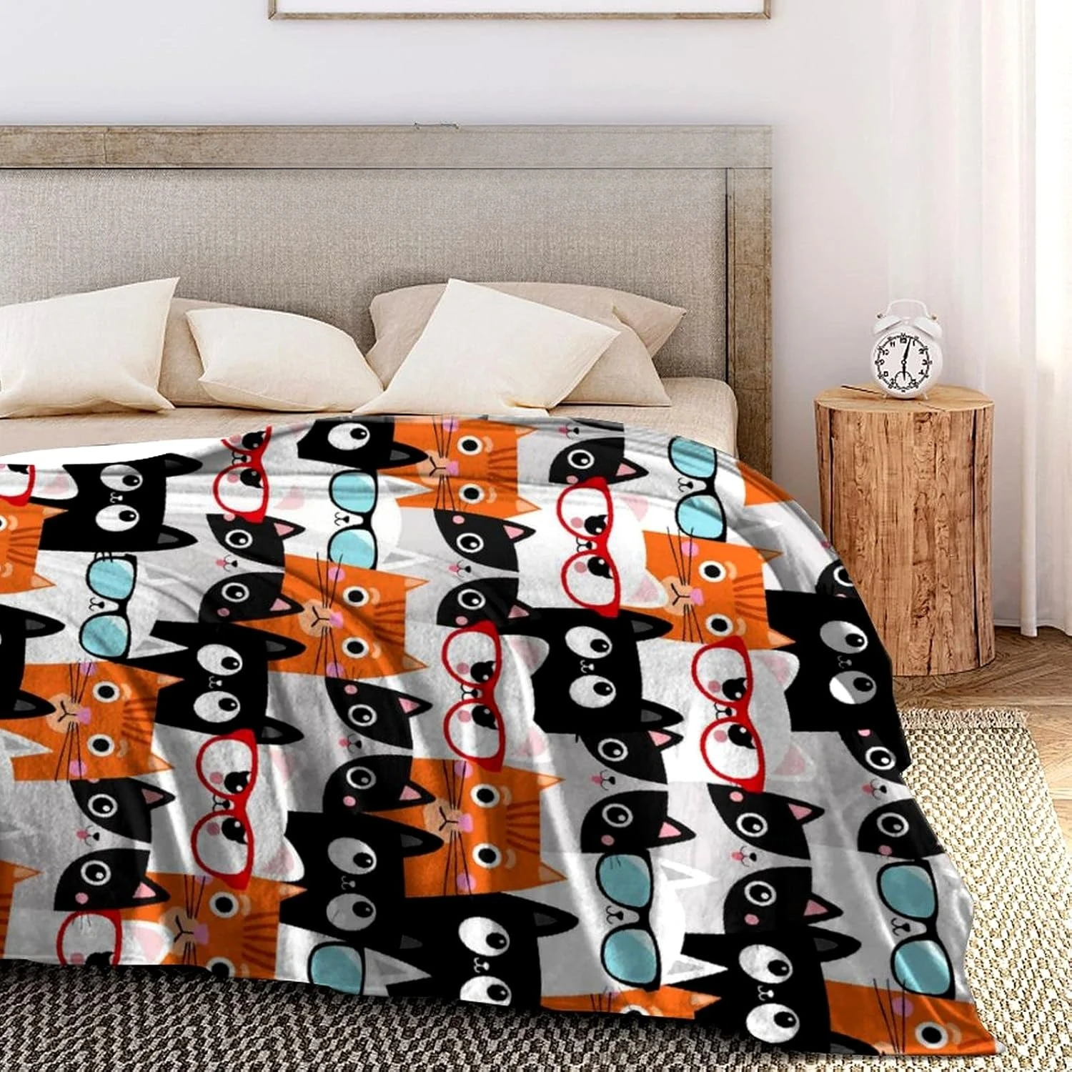 Cute cats Print Blanket Flannel Blanke Bed Sofa Travel Camping Super Soft Cozy Plush Blanket Dog Print Throw for All Seasons