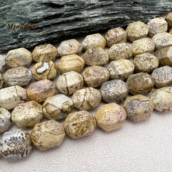 13*18MM Faceted Large Natural Stone Picture Jaspers Cutting Nugget Beads MY230902