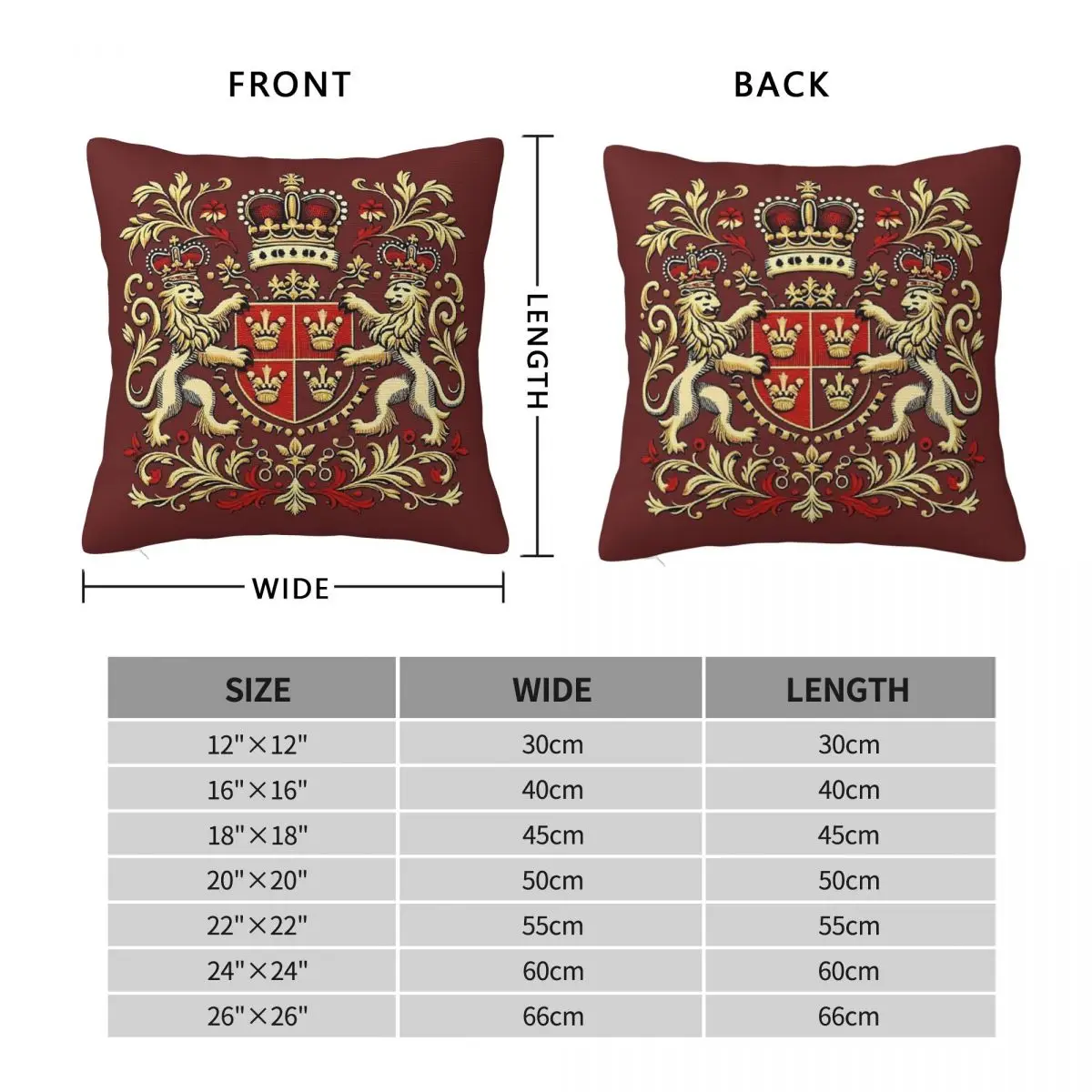 Royal Crest Lion Crown Square Pillowcase Polyester Linen Velvet Pattern Zip Decor Throw Pillow Case Car Cushion Case 45x45