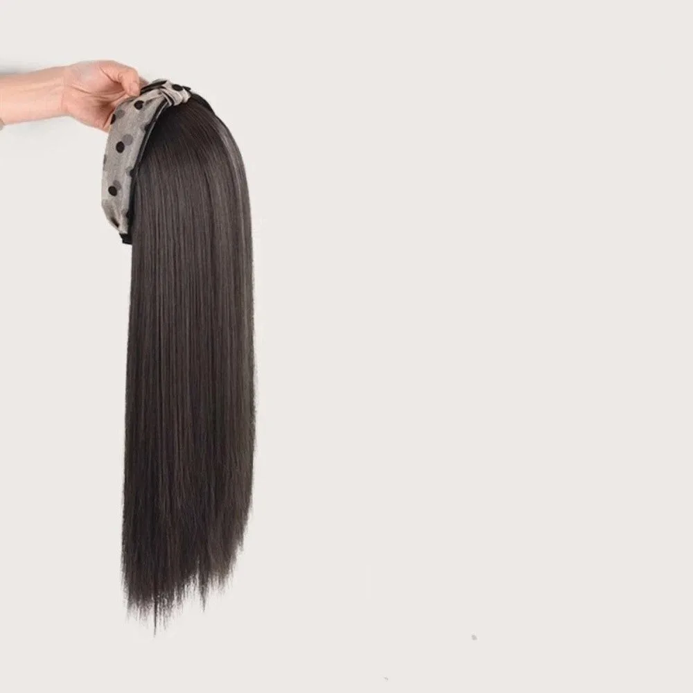 

Fashion Hair Extension Synthetic Headband Natural Straight Hair Wig Clip Replacement Fake Half Wig Women