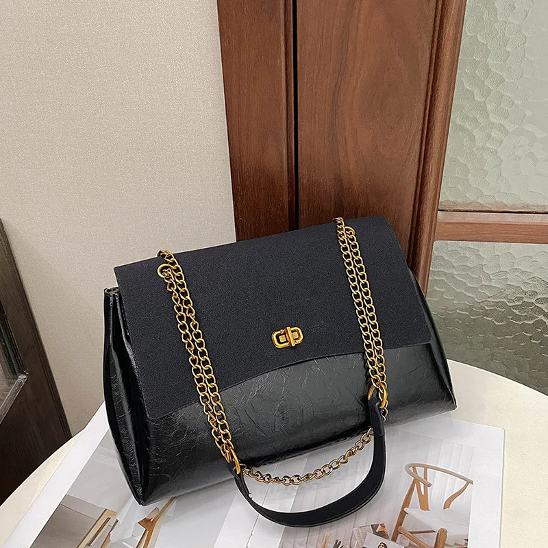 

2025 Lock Square Bag, Crossbody Shoulder Purse for Women, Niche Day to Night Tote, Minimalist Sling Bag, Textured Top Handle Bag