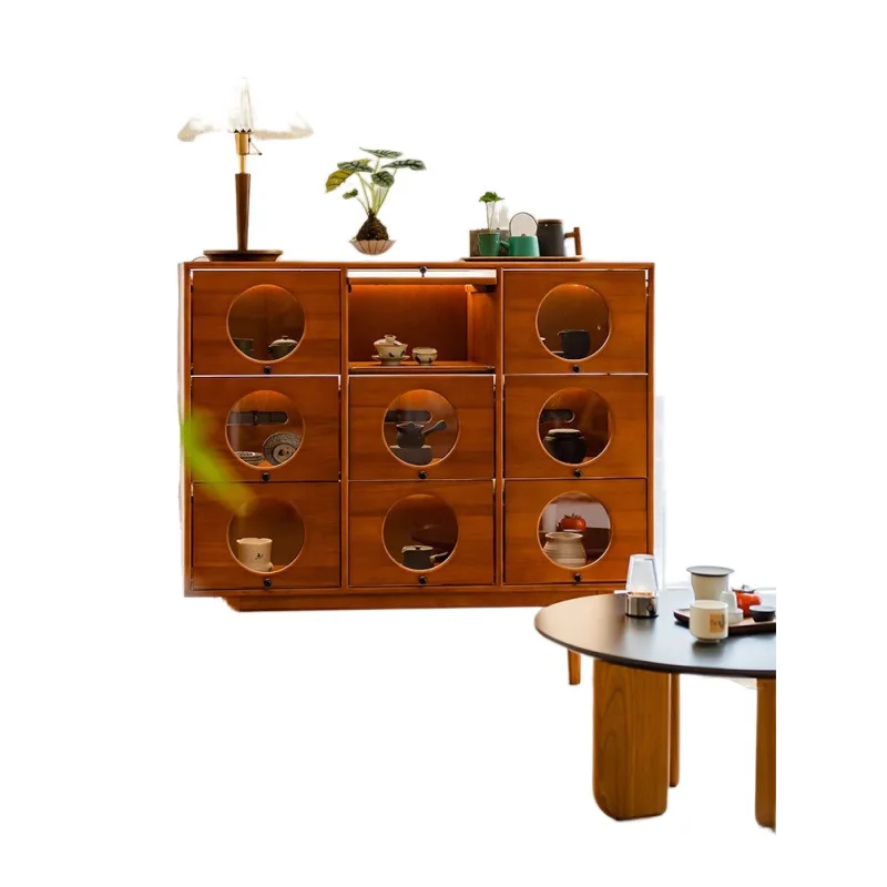 

Nordic side cabinet Japanese-style solid wood retro display cabinet Solid wood chest cabinet Middle antique furniture Living