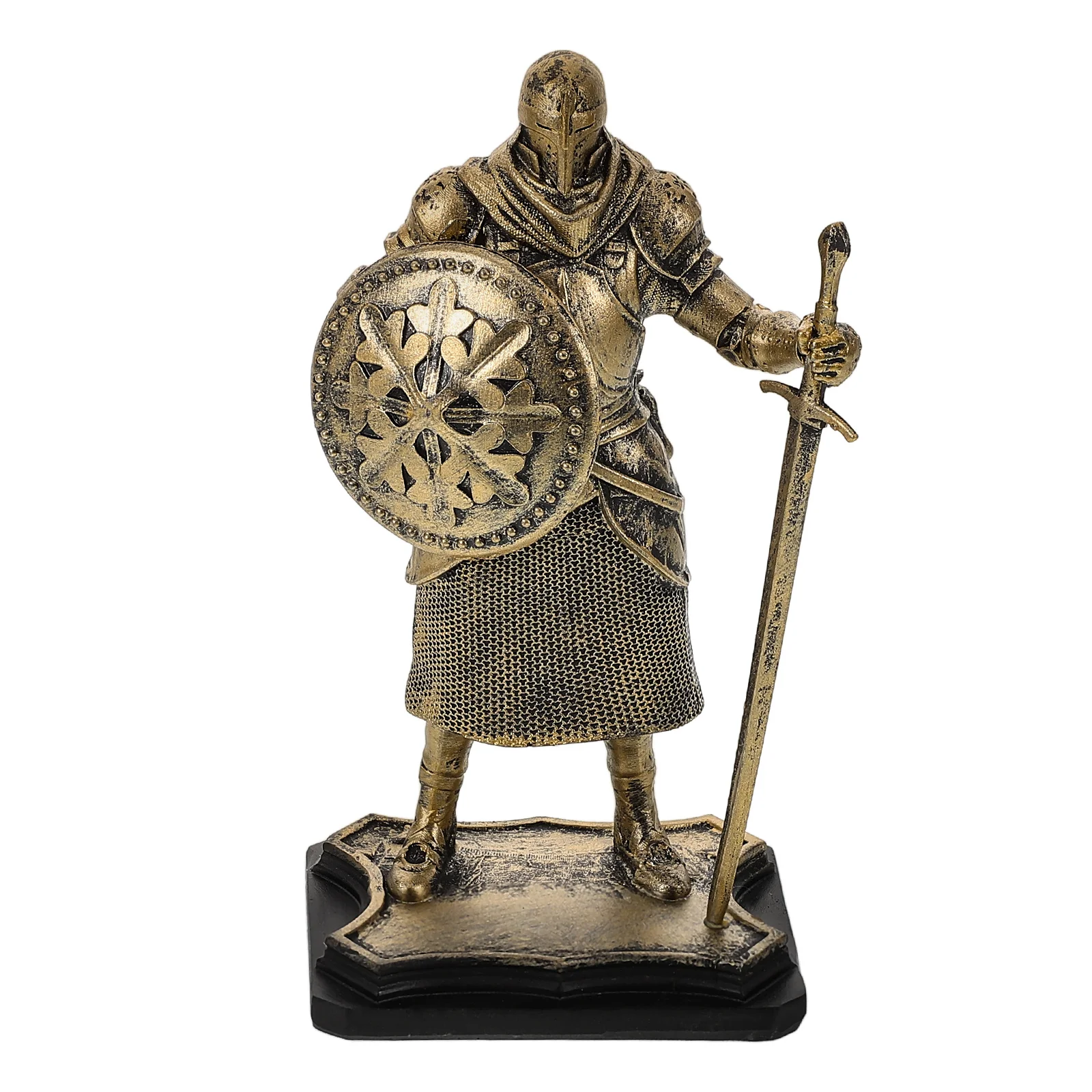 

Retro Knight Figurine Medieval Statue Resin Craft Vintage Decor Roman Shield Home Office Ornament