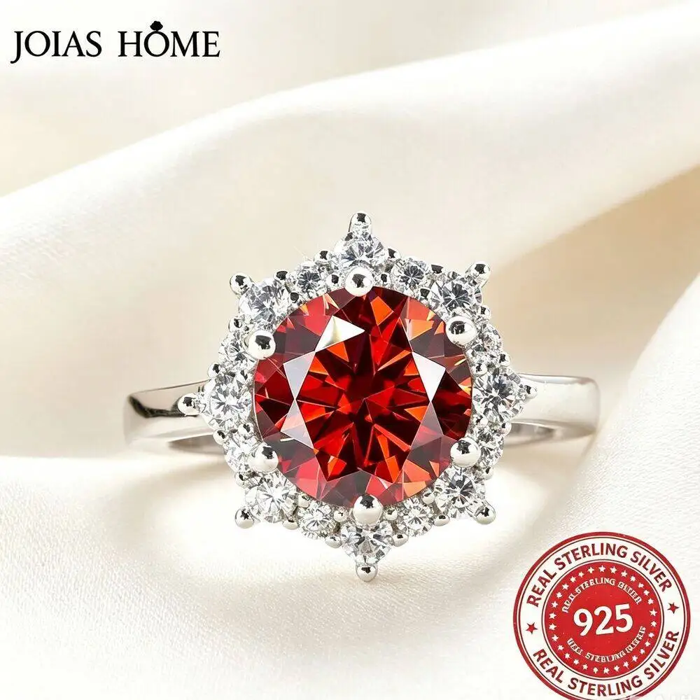 JH Real Moissanite Luxury Flower Ring 3.0Carat Diamond Fancy Wedding Rings For Women 925 Sterling Silver Fine Jewelry