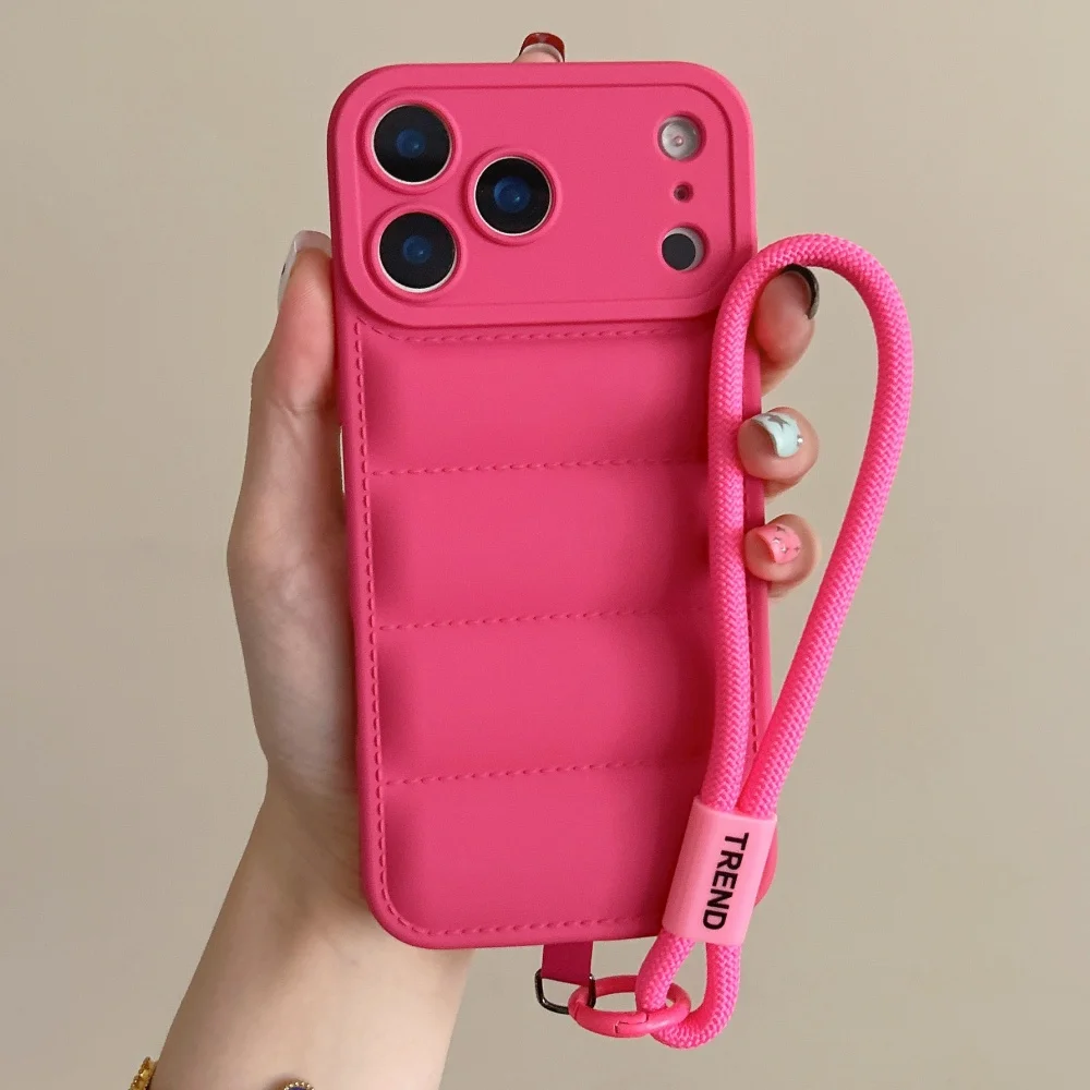 Handschlaufe Kordel Daunenjacke Silikonhülle für iPhone 18 17 16 15 14 13 12 11 Pro Max XR XS 8 Plus Kameraschutz Weiche Hülle – Detail 13