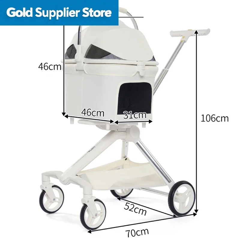 Aluminum Luxury Pet Stroller Medium Pet Show Wagon Por Pet Trolley with Detachle r