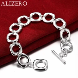 Fine classic Square circle chain 925 sterling silver Bracelets for woman man Wedding party fashion luxury Jewelry Gifts