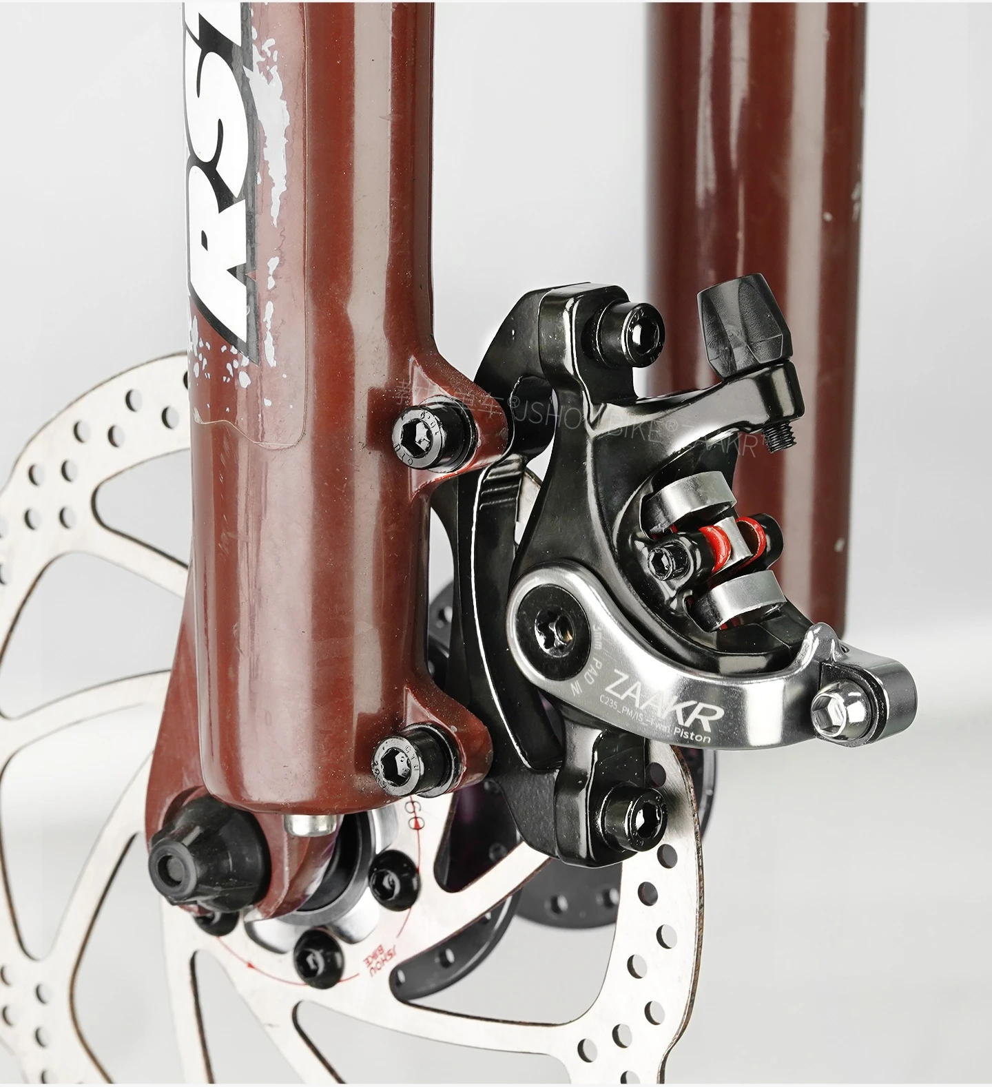 ZAAKR Mechanischer Bremssattel Modell C230-C235 Vergrößerter Kolben, leichtes Design für Fahrräder mit Flat-Mount- und Post-Mount-Befestigung – Detail 24