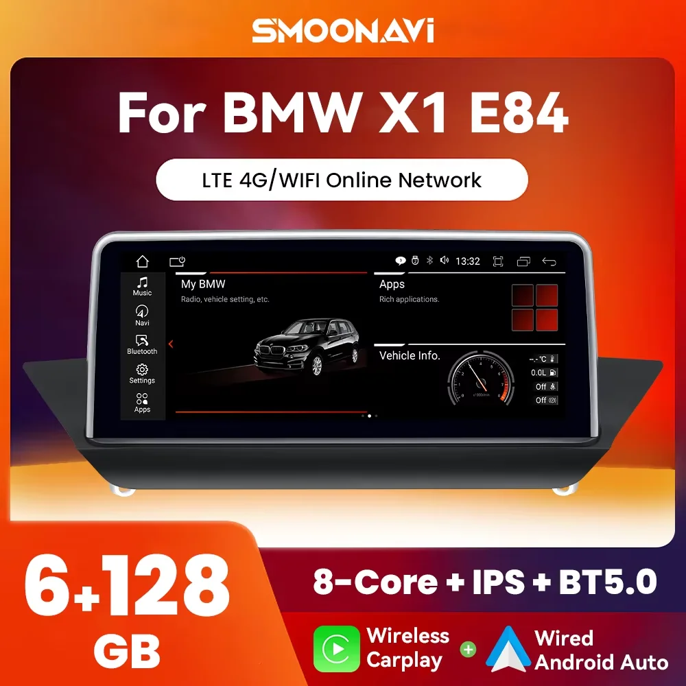 Android 12 6GB 128GB Wireless Carplay Car Autoradio Player For BMW X1 E84 2009-2015 GPS Navigation 4G LTE Multimedia  IPS Screen