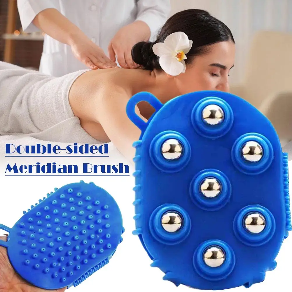 Lymphatic Drainage Gloves Brush Handheld Massagers Double-sided Massage Brush with Steel Ball Design for Belly Fat Body Shaping