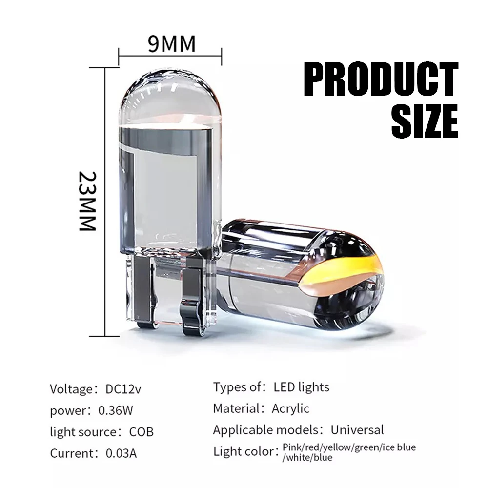 HL 10pcs T10 W5W LED Bulbs Reading Light COB Led Auto Dome Lights License Plate Lamp  Ice Blue Amber White off-road use 12V 24V
