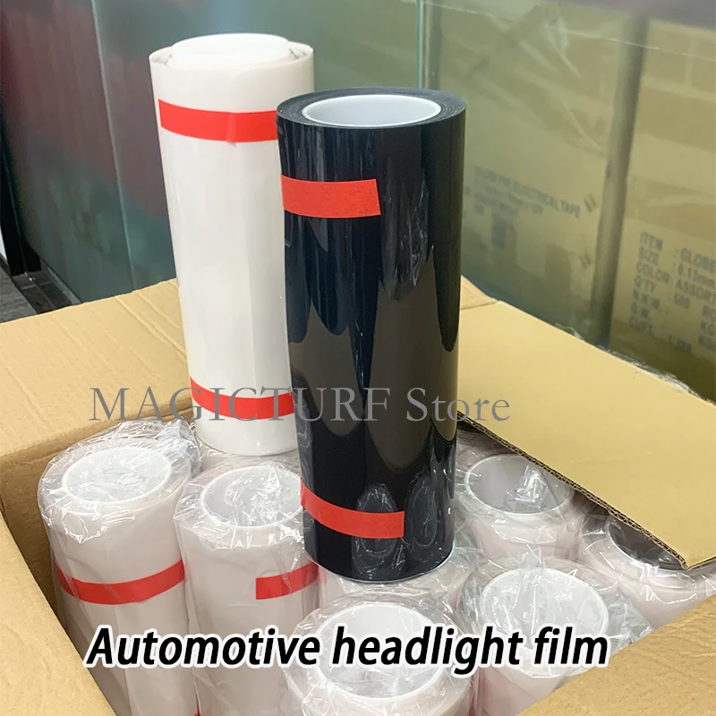 TPU material 7.5mil smoked black tail light film repair transparent PPF car headlight film dark black light gray