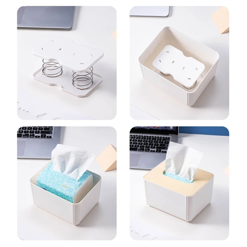 Creative Practical Spring Tissue Box Contains Double Spring Durable and High Elasticity Convenient to Draw the Paper Accessories