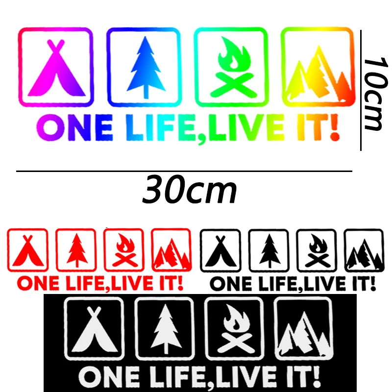 ONE LIFE LIVE IT Universal Car Stickers Tuning Off Road SUV Truck Mountain Silhouette Car Sticker Decals Decoration Accessories