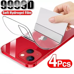 4PCS Full Cover Hydrogel Film For iPhone 11 12 13 14 15 Pro Max Screen Protector 7 8 Plus XS Max 11 14 Back Soft Film Not Glass