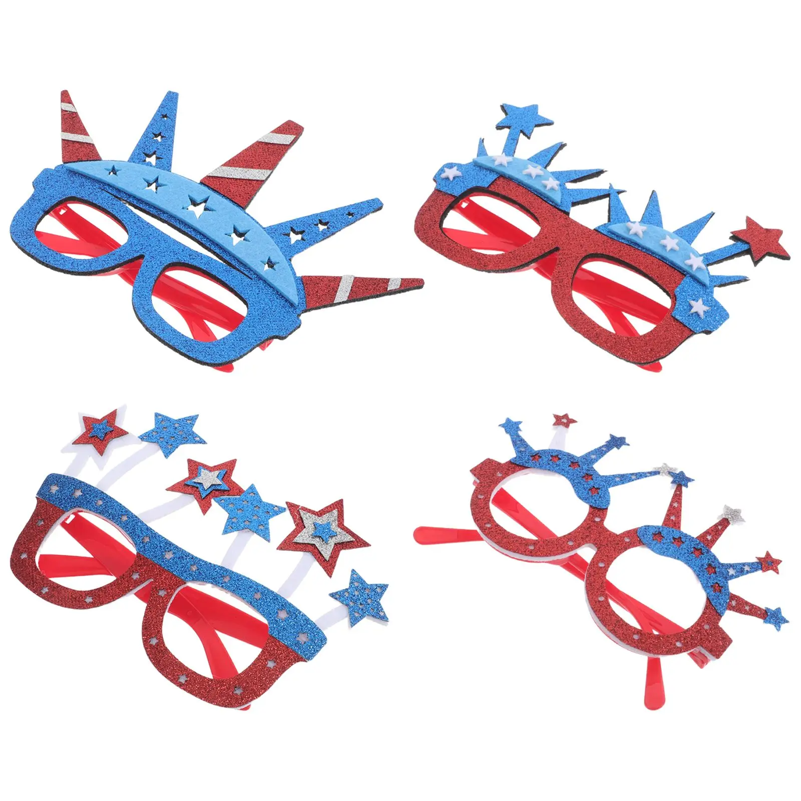 

4 Pcs Independence Day Eyewear Statue of Liberty Design Party Accessories Plastic Selfie Props USA Decorations 4th of July