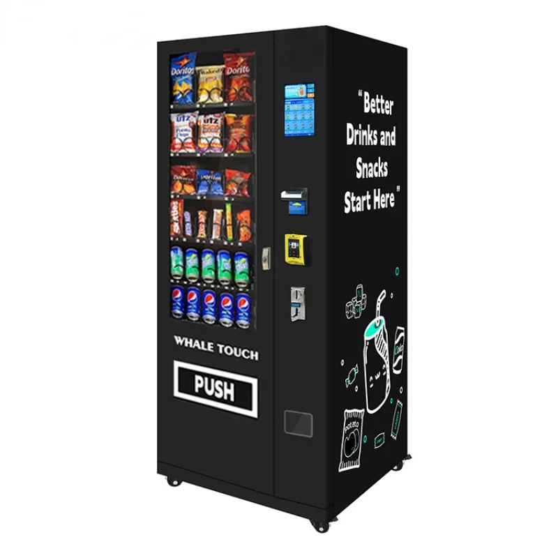 Touch vending machine drinks and snacks vending machine card/bill/coin operation 36 slots 7 inch screen