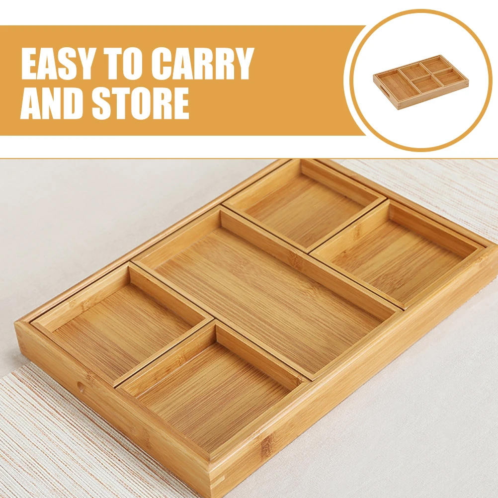 

1Set Wooden Divided Serving Tray Multifunctional Unique Design Storage Display Special Occasions Wooden Serving Tray