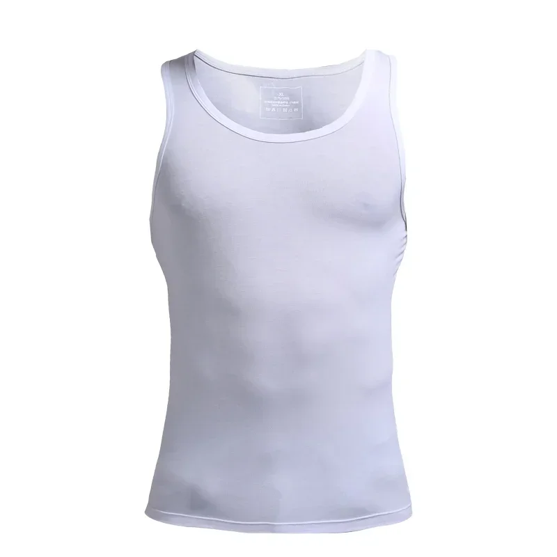 5PCS Herren-Sommer-Trend-Slim-Fit-Hürden-Stil, Modal, trägt ein weißes Unterhemd darunter, eng anliegend für Herren