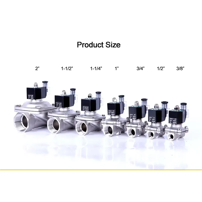 

1/2" 3/4" 1" 2" Normally Closed Electric Solenoid Valve Water 24v 230v 24V 12V Stainless Steel IP65 DIN Coil High Temperature