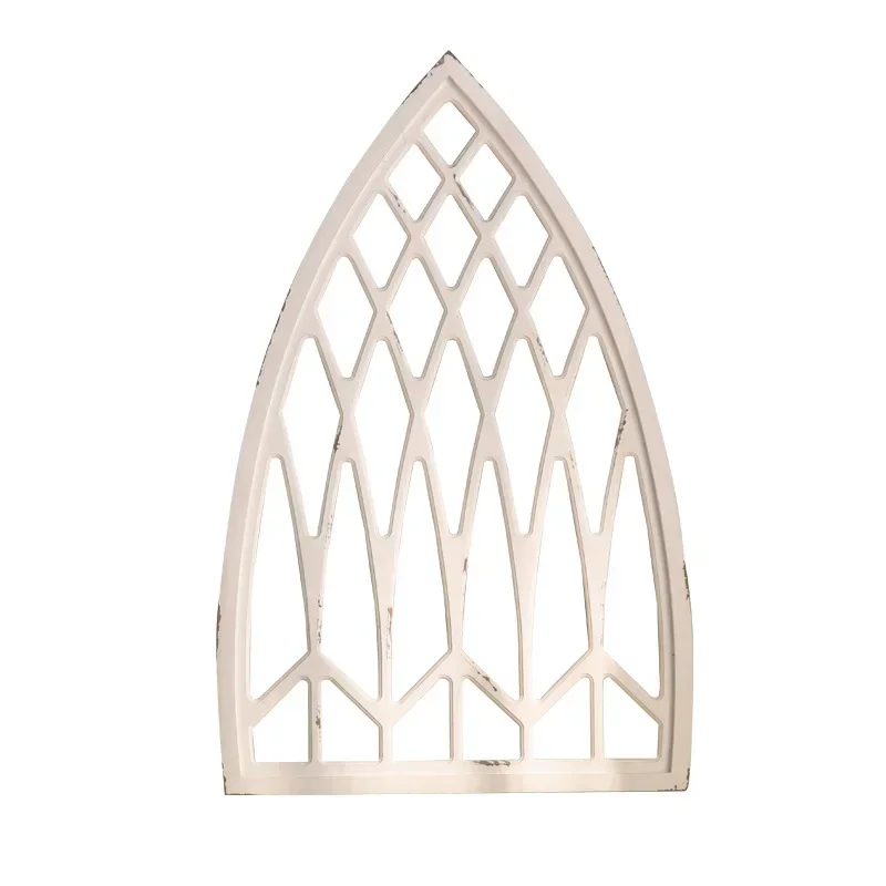 Grille false window hollow out old wall decoration living room white wall decoration