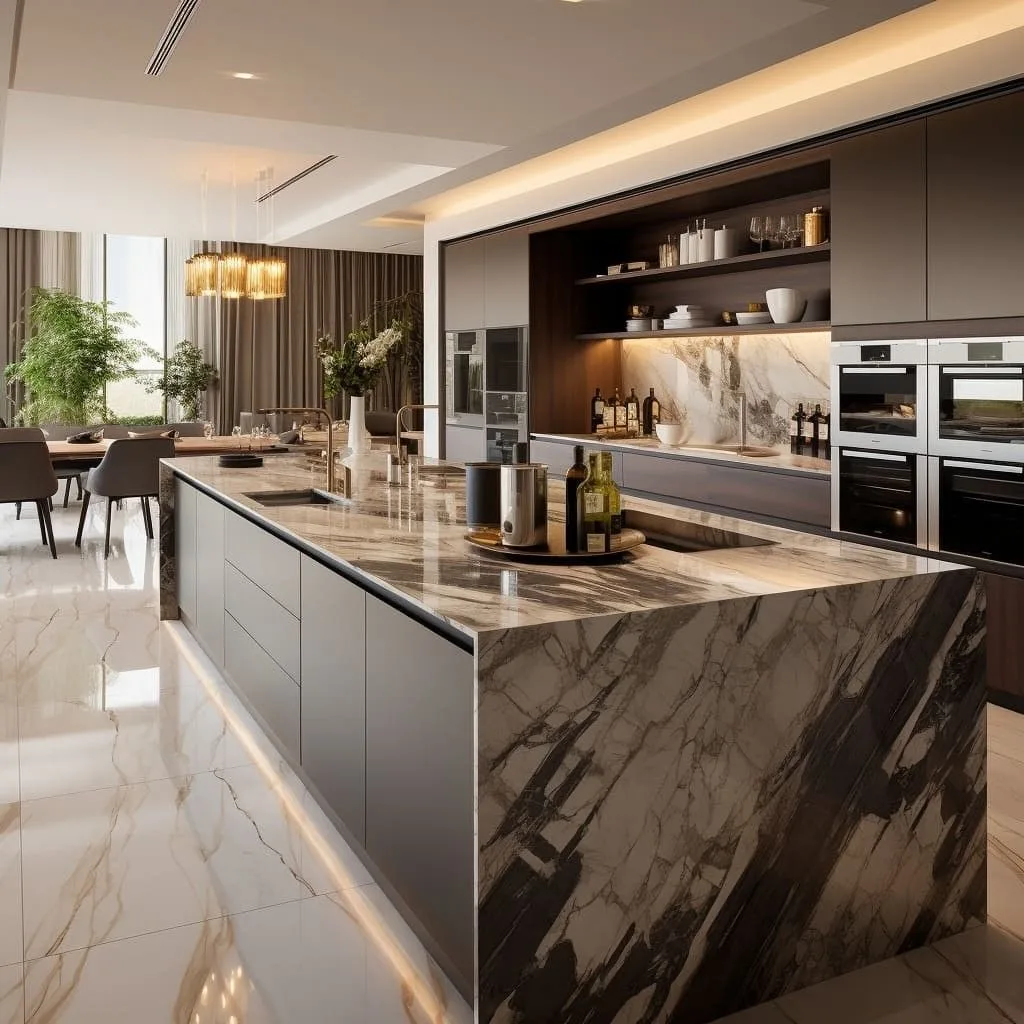 Deluxe walnut color modular paint cabinet kitchen cabinet granite countertop dining wall storage kitchen cabinet