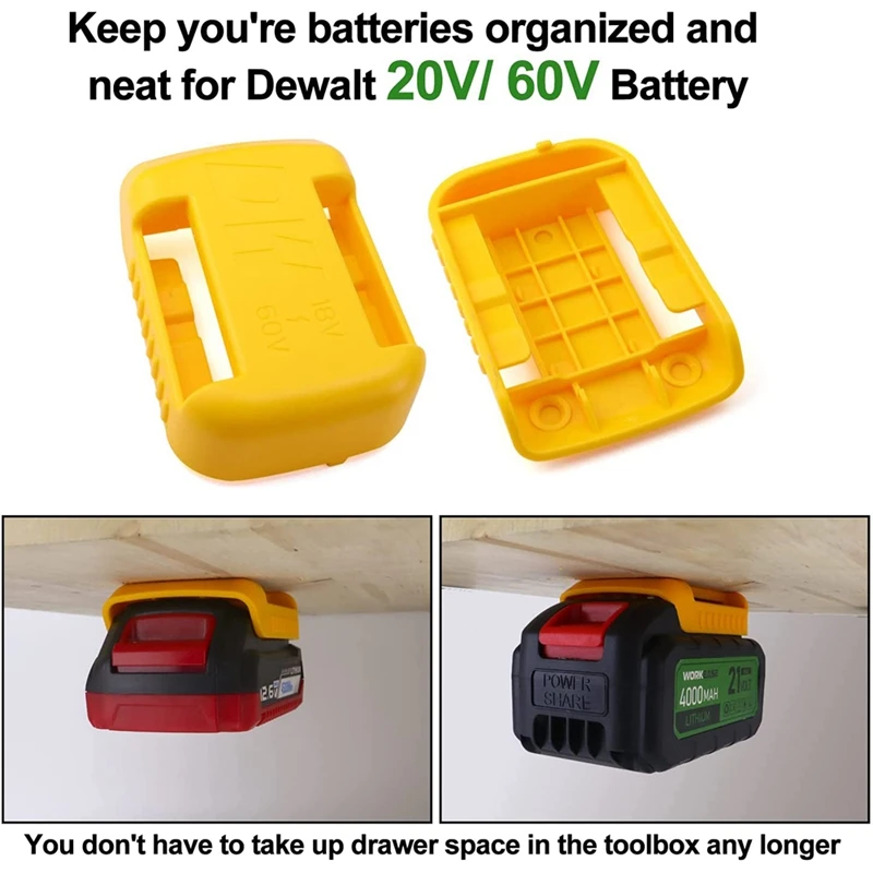 Suporte da bateria e porta-ferramentas Armazenamento de cinto, Organizador de parede Suporte para ferramentas Dewalt 20V 60V Baterias 9 Pack