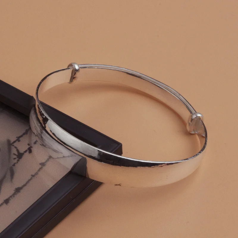 

999 Bracelet Trendy Push-Pull Polished Mirror Full Silver Bangle Women