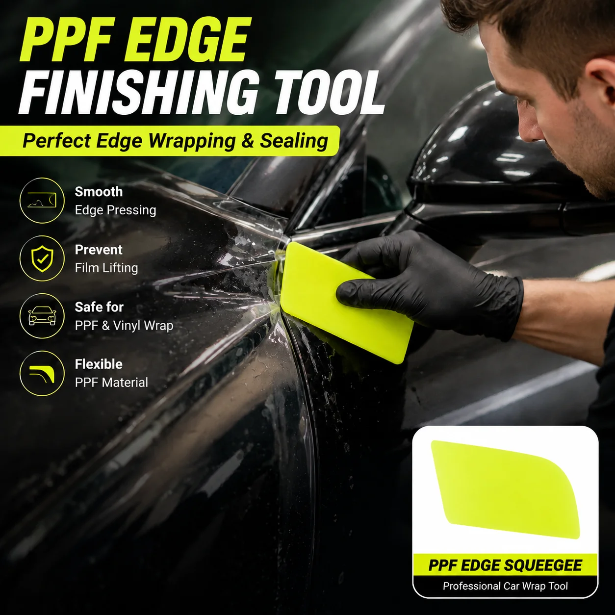 PPF Edge Squeegee Car Wrap Tool Flexible Film Tucking Scraper Auto Vinyl Tint Installation Tool For Paint Protection Film