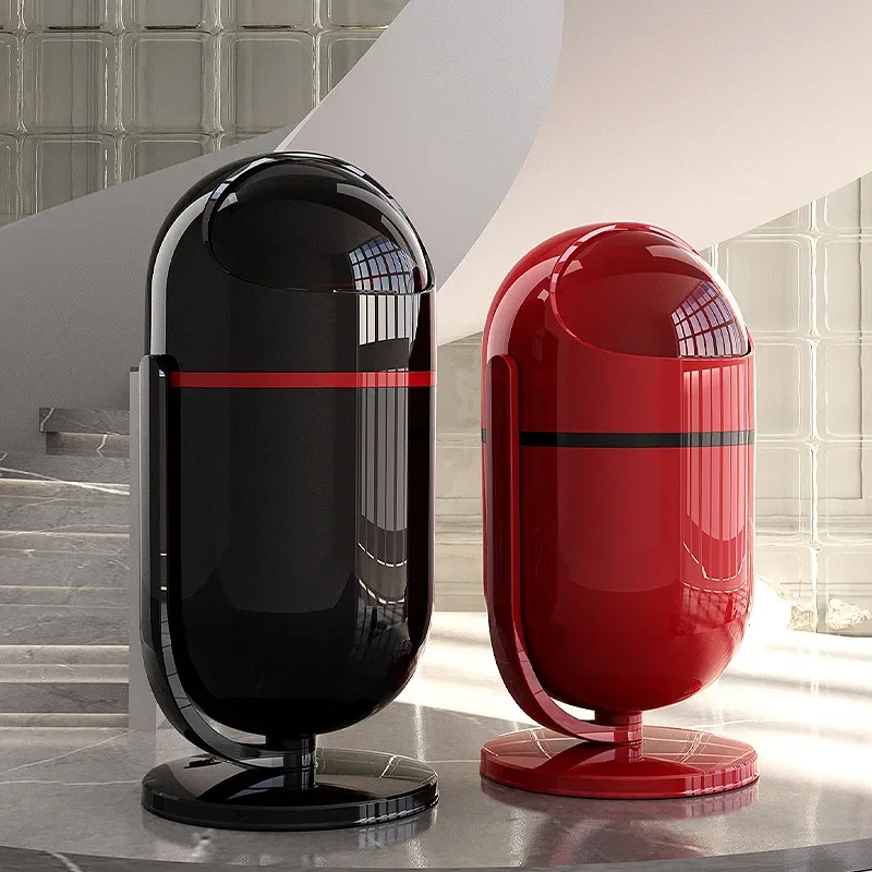 360 Degree Rotating Trash Can with Lid and Wheels Large Capacity Waste Bin for Living Room Home Kitchen Office Use