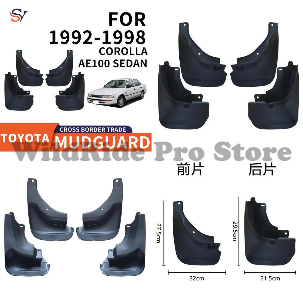 

Front and Rear Mudguards for 1992-1998 Toyota Corolla AE100 Sedan Easy Installation PP Soft Rubber Tire Protection