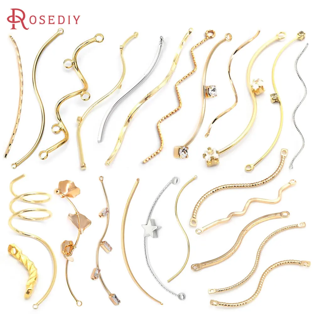 

18K Gold Color Brass Tassel S Shape Rod Earrings Connect Charms Pendants High Quality Jewelry Making Supplies Diy Accessories