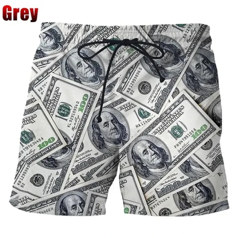 Bermuda Beach Shorts For Men Dollar 3D Printed Men\'s Board Shorts Unisex Casual Swimming Shorts Streetwear Vacation Beachwear