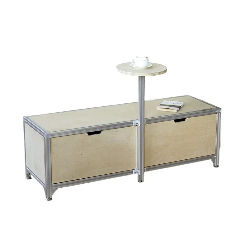 

Industrial style aluminum profile table and chair integrated combination coffee shop card seat log style locker bench bench dual
