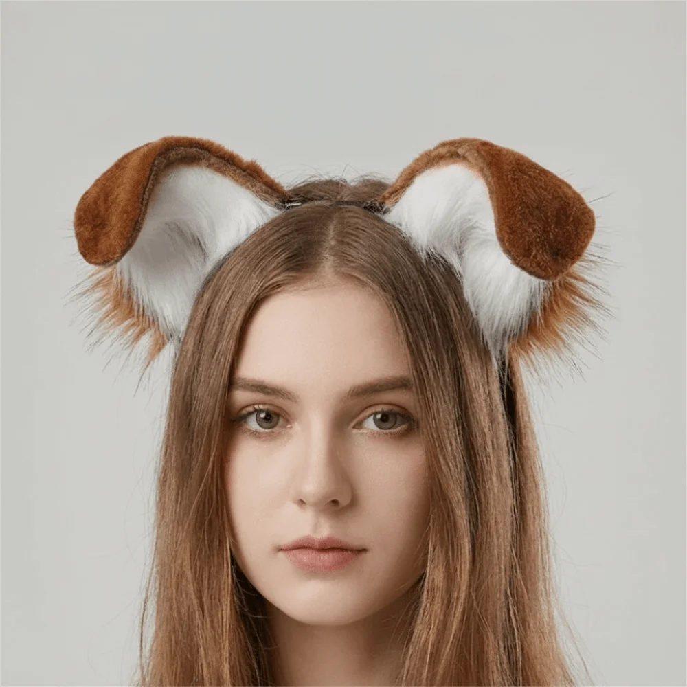 Animal Dog Ears Headband Artificial Furry Lolita Ears Headwear Reusable Hair Accessories Cosplay Headband Photo