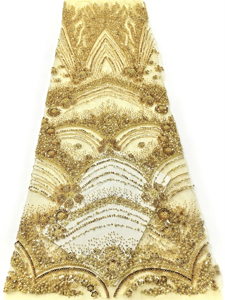 

Новая высококачественная тюлевая кружевная ткань 2026 года с бисером и пайетками для африканских, нигерийских, французских свадебных платьев и праздничных нарядов