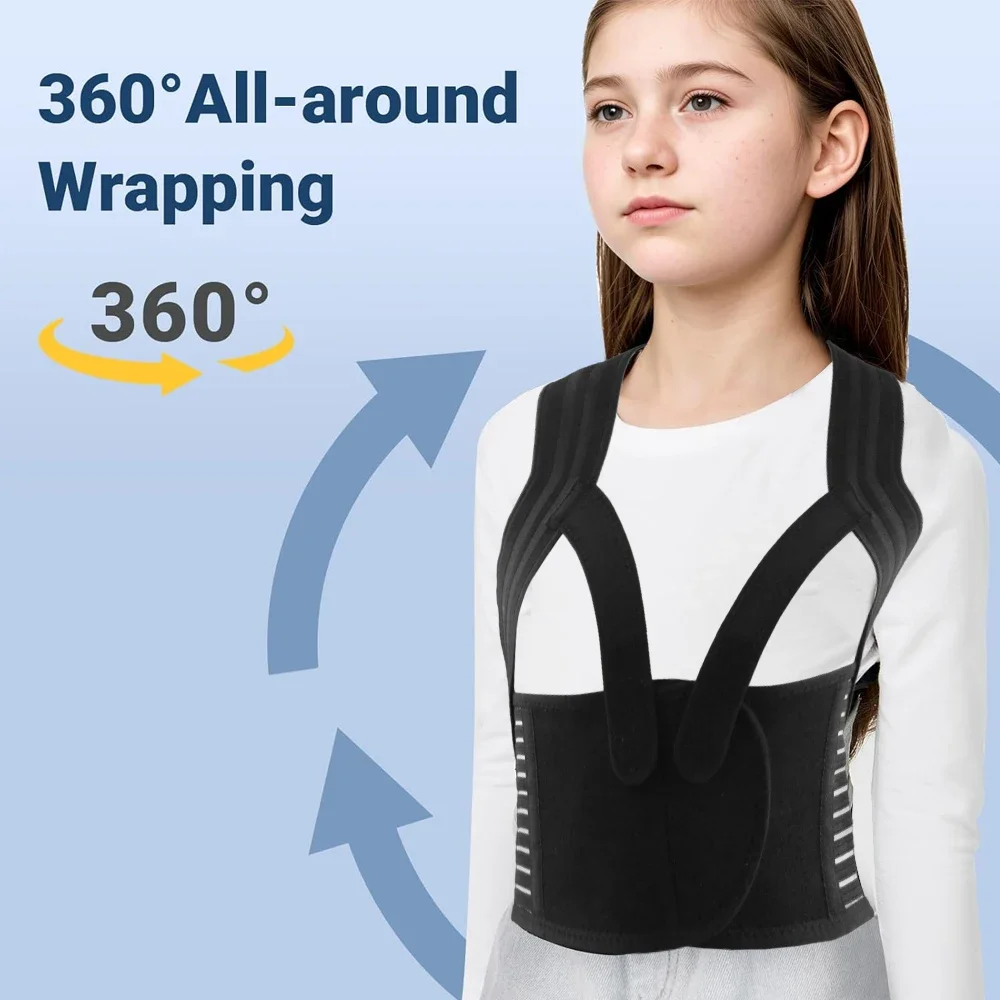 New Back Posture Corrector for Kids, Adjustable Upper Back Brace Clavicle Support Brace for Thoracic Kyphosis Improve Slouching