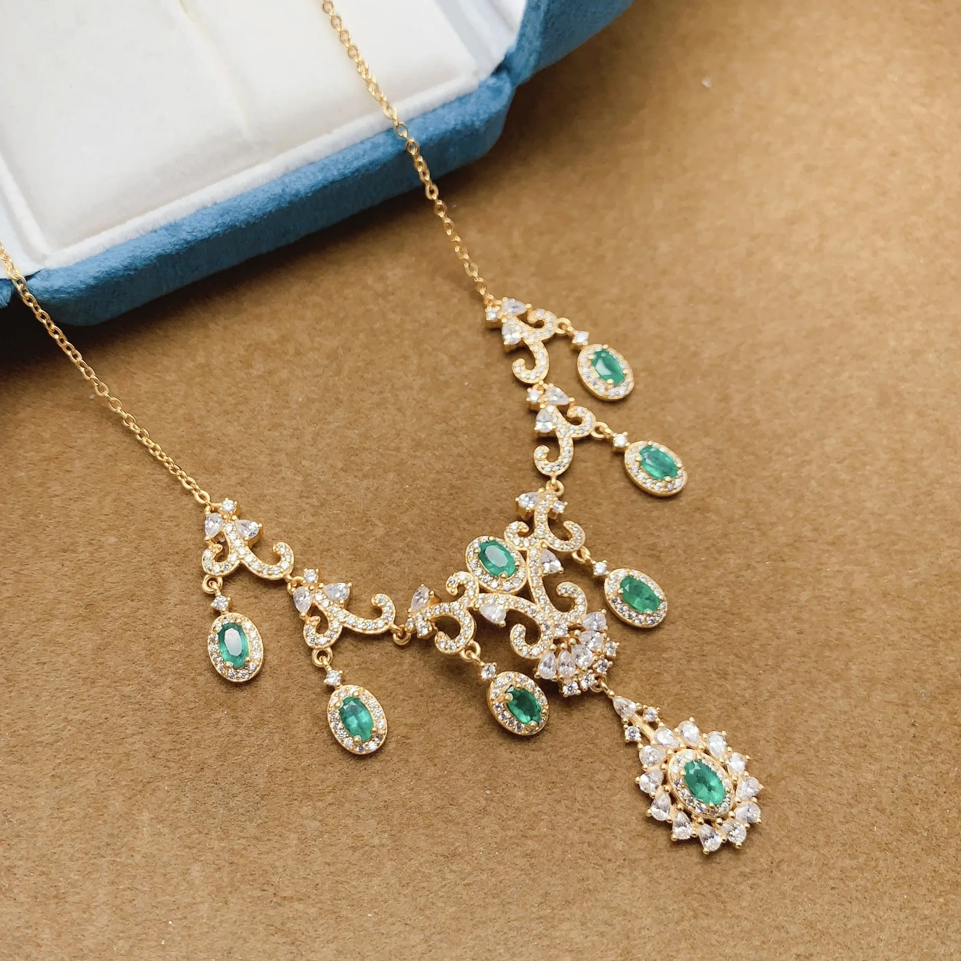 3*5mm Natural Emerald Necklace, S925 Silver Luxury Unique Gemstone, Elegant Green Jewelry Gift for Women