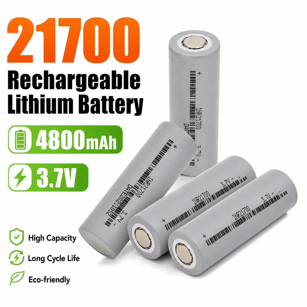 21700 3.7V 4800mAh 5C High Rate Li-ion Battery Large Capacity Storage Fit Hand Flashlight Household Daily Electronic Equipment