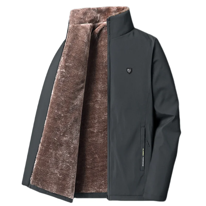 

Winter Men's Padded Coat Stand Collar Plush Thickened Warm Casual Jacket M-8XL Large Size Loose Fit Fleece Wadded Jacket