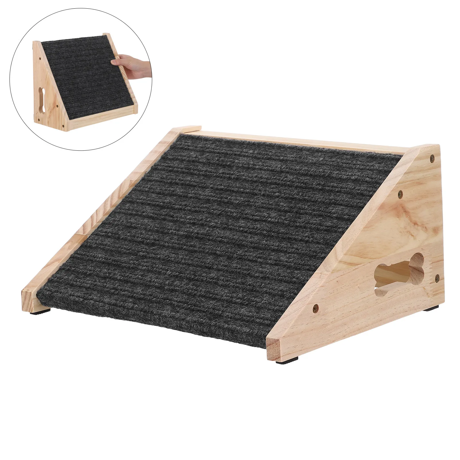 

Wooden Pet Ramp for Dogs and Cats Non-Slip Senior Pet Stairs for Bed Couch Furniture Indoor Use Large Dog Ramp 11.79x9.82x5.89in