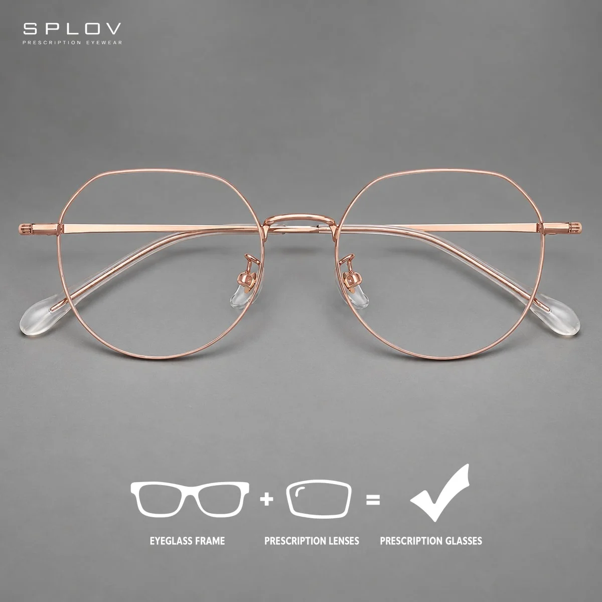 SPLOV Custom Metal Frame Progressive Prescription Glasses Large Frame Optical Eyewear Blue Light Blocking Photochromic Glasses